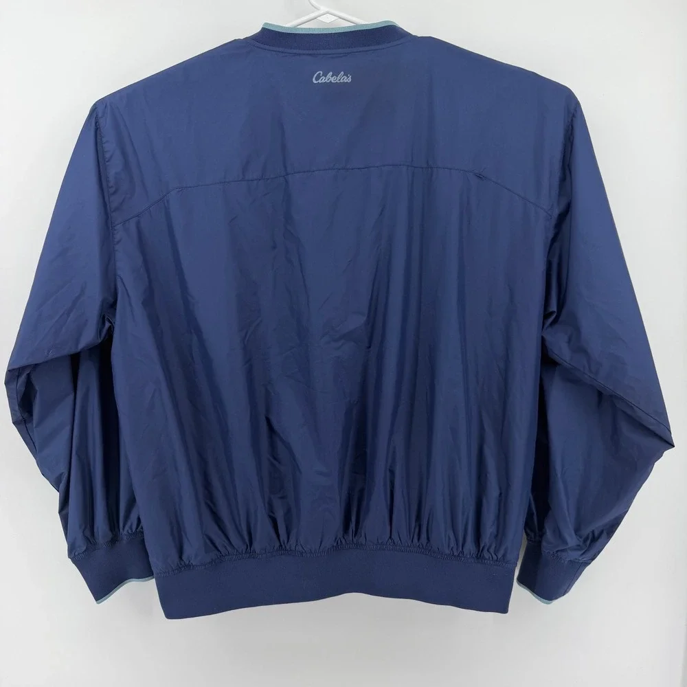 Cabelas‎ Mens XL Pullover Windbreaker Jacket Blue V Neck Long Sleeve Gorpcore